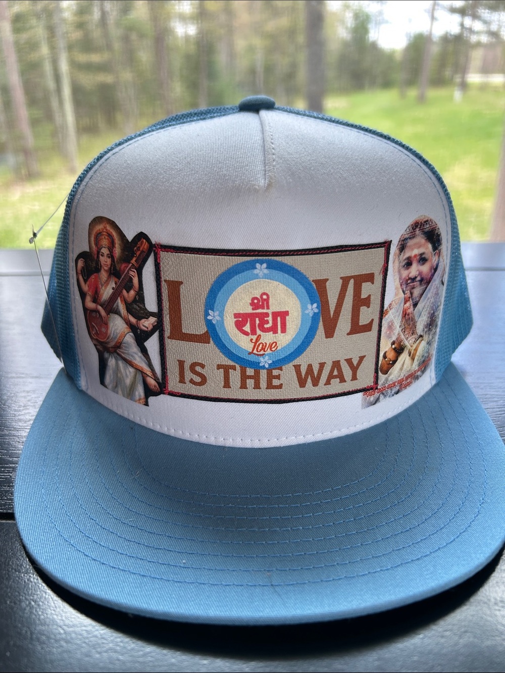 Moses Creations Unisex 'Love Is The Way' Blue Trucker Hat, NEW